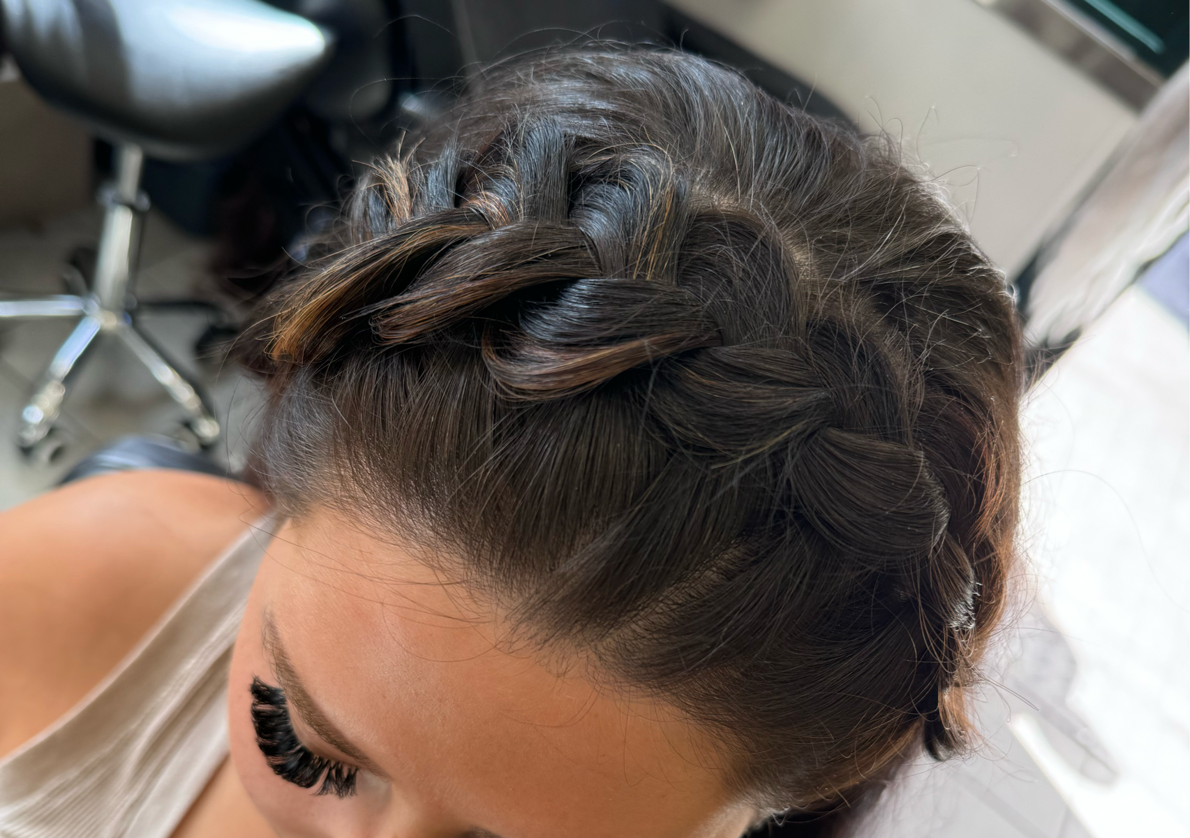 Headband braid & curl/straighten