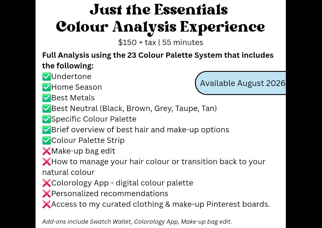 🆕 'Just the Essentials' Colour Analysis Session 