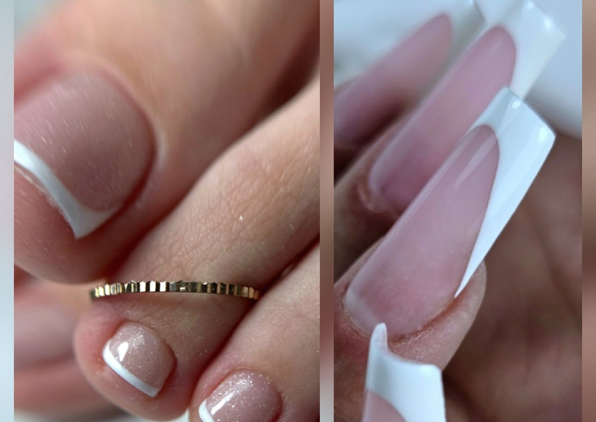 Unghii slim marime mare + pedichiura oja semipermanenta cu colturi incarnate