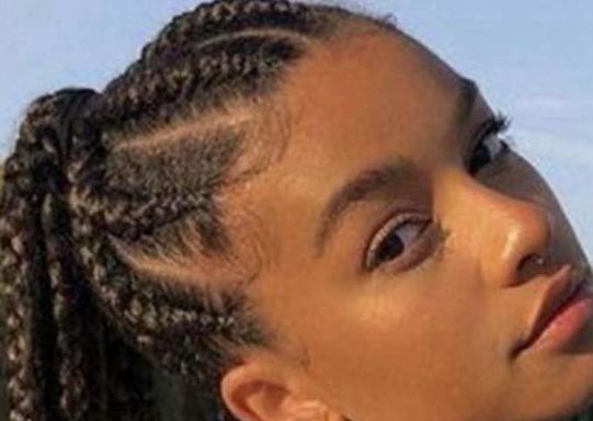 African braids in a high ponytail