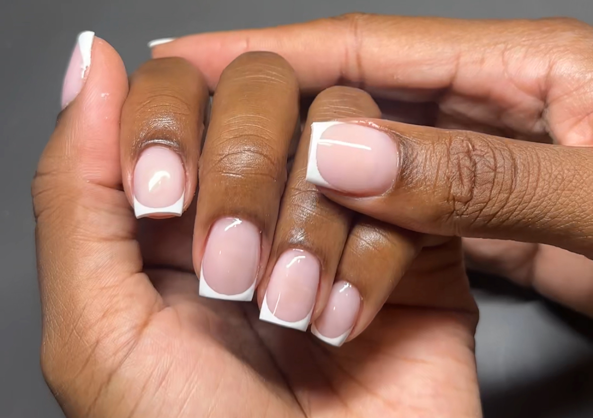 Hard Gel Overlay + French Tips (No Extensions) 
