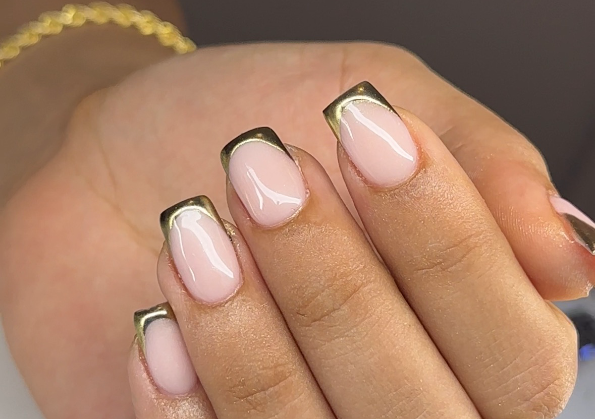 Full Set Acrylic - Chrome French Tip