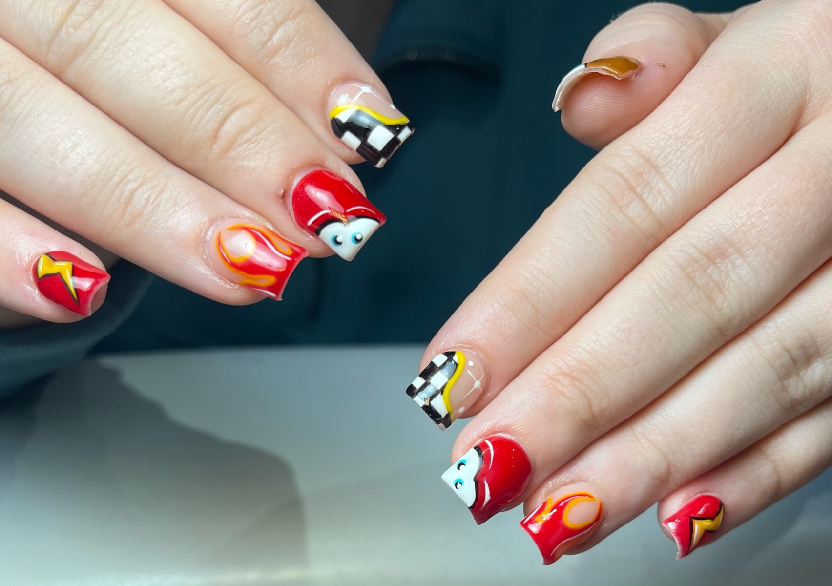 Acrylics with colour/design