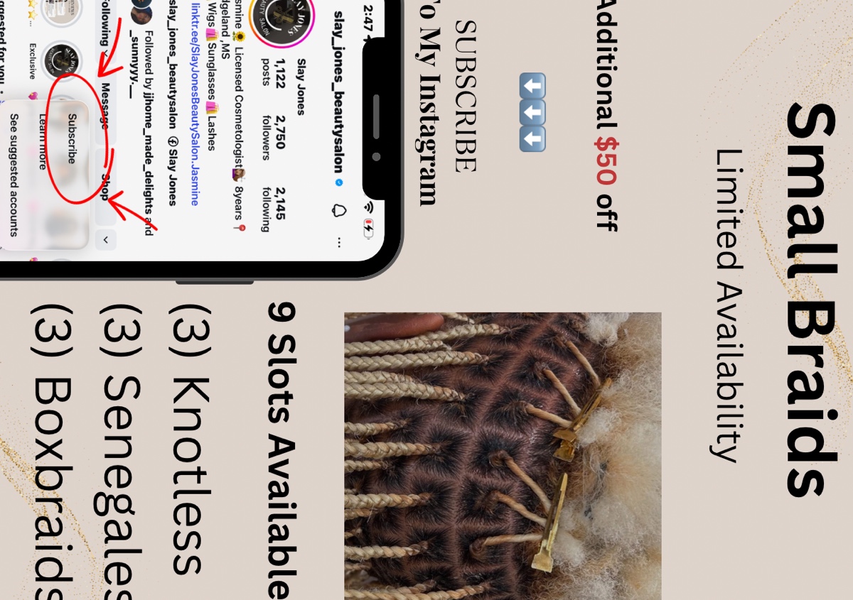 SMALL : Knotless/ Senegalese/Boxbraids