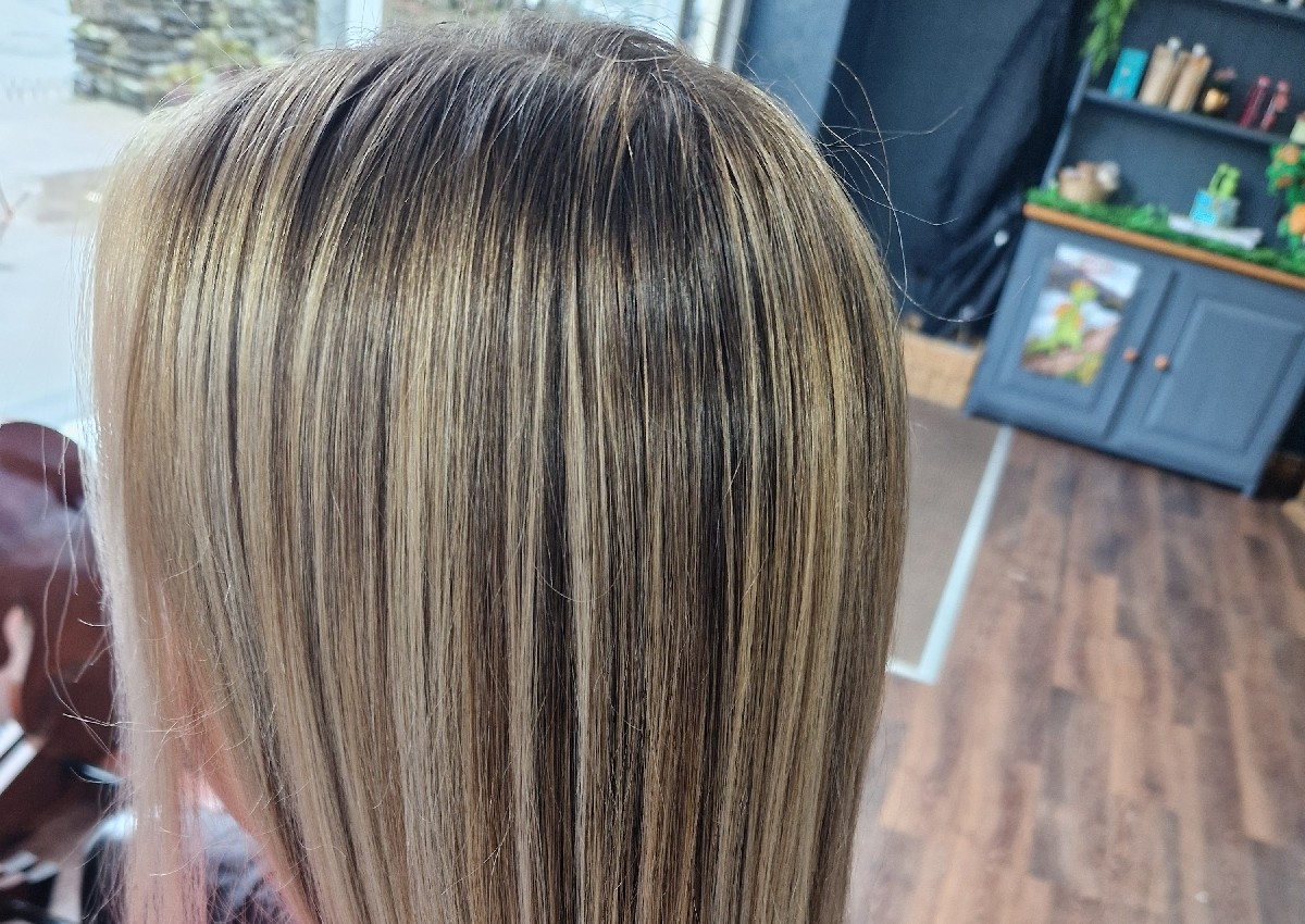 Highlights half head and blow dry
