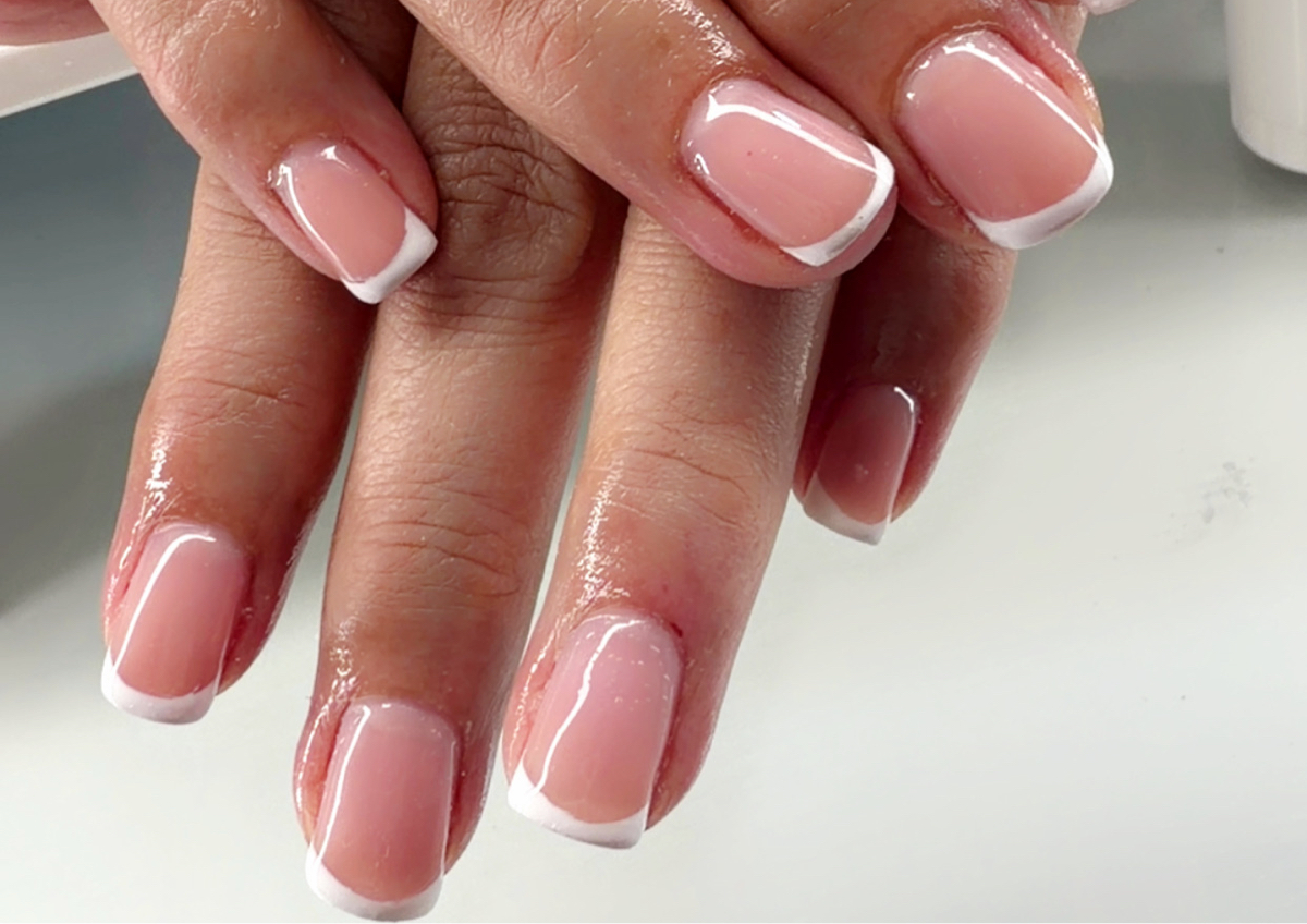 Rubber gel manicure  on natural nail