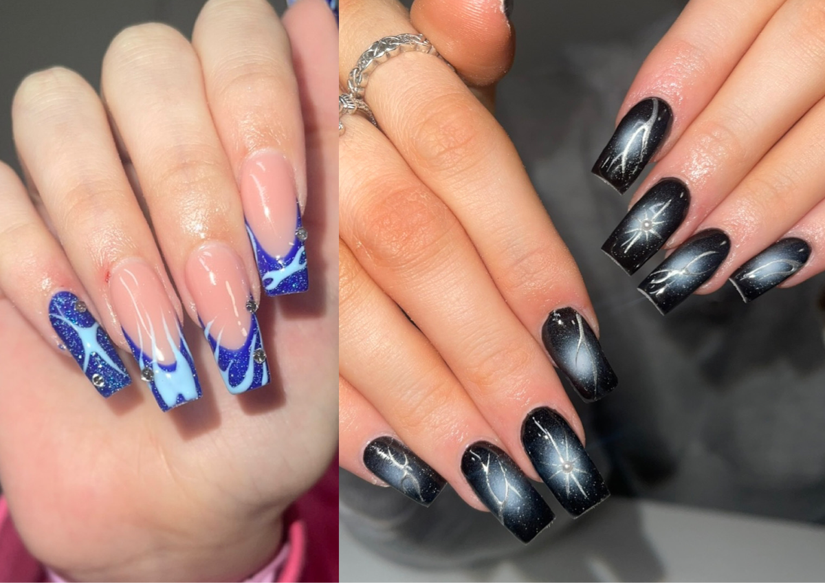 Full set of gel nails with extreme design