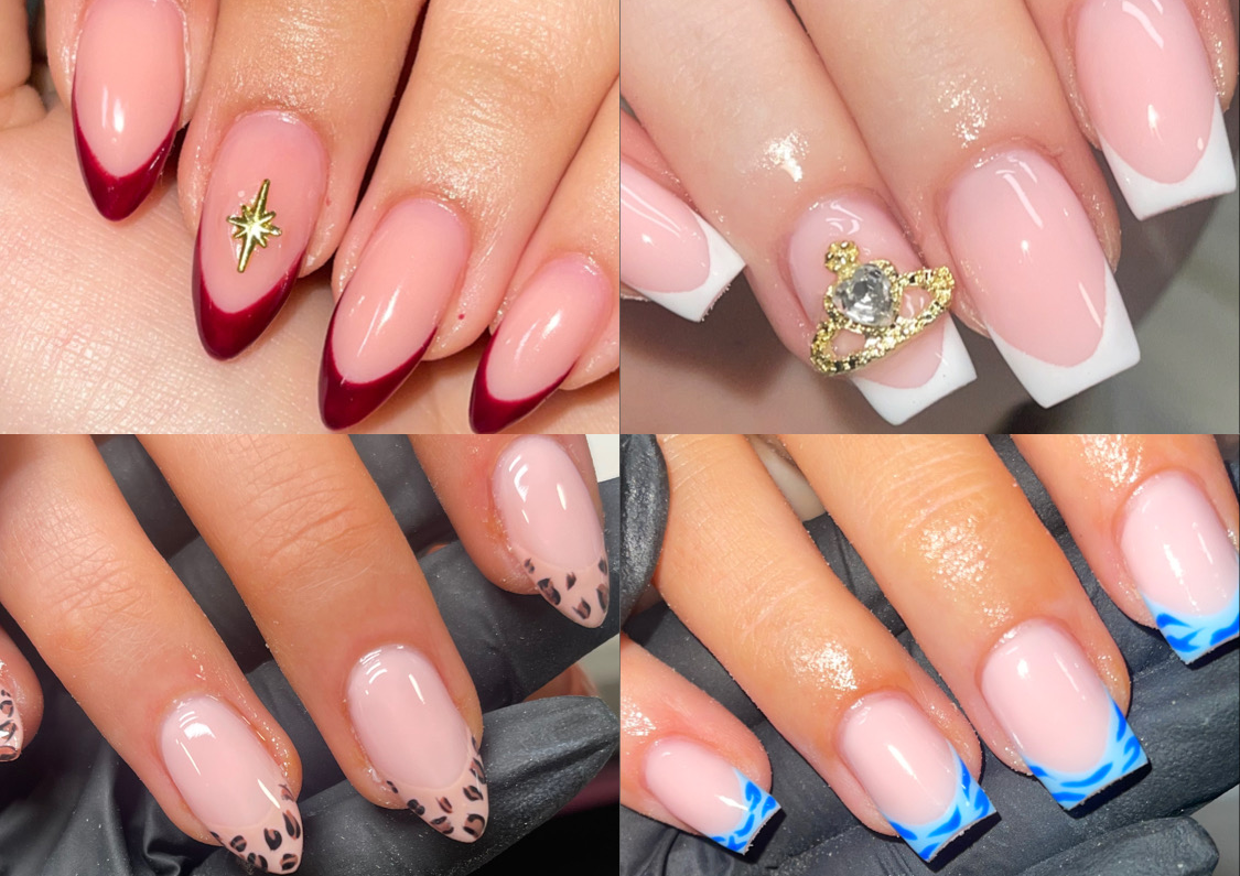 Full set of gel nails with designs