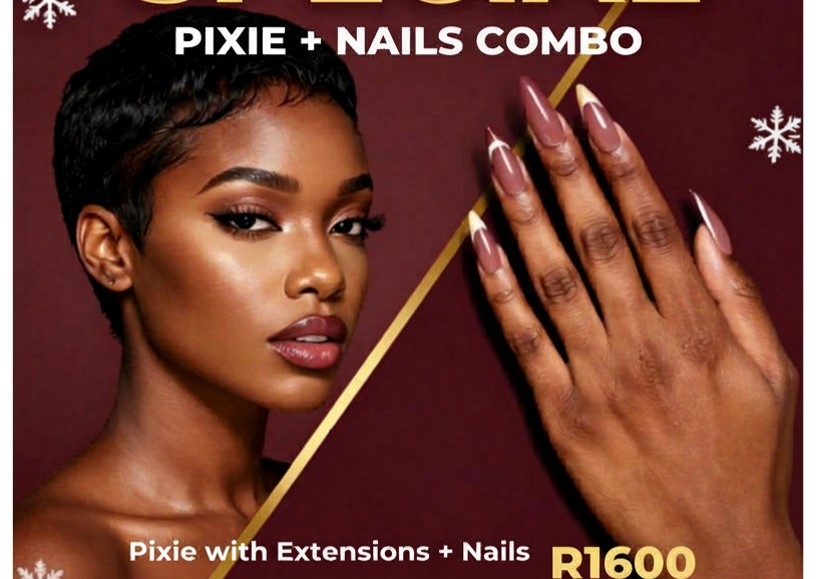 Pixie with Extensions + Full set of Nails