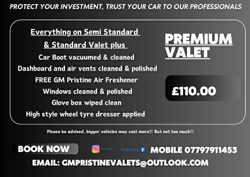 Home visit Premium Valet £110
