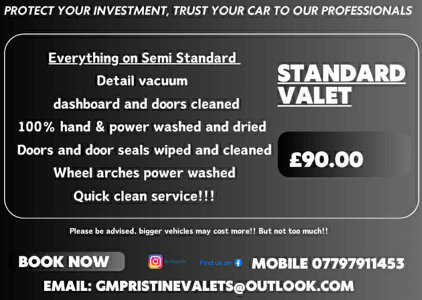 Home visit Standard valet £90
