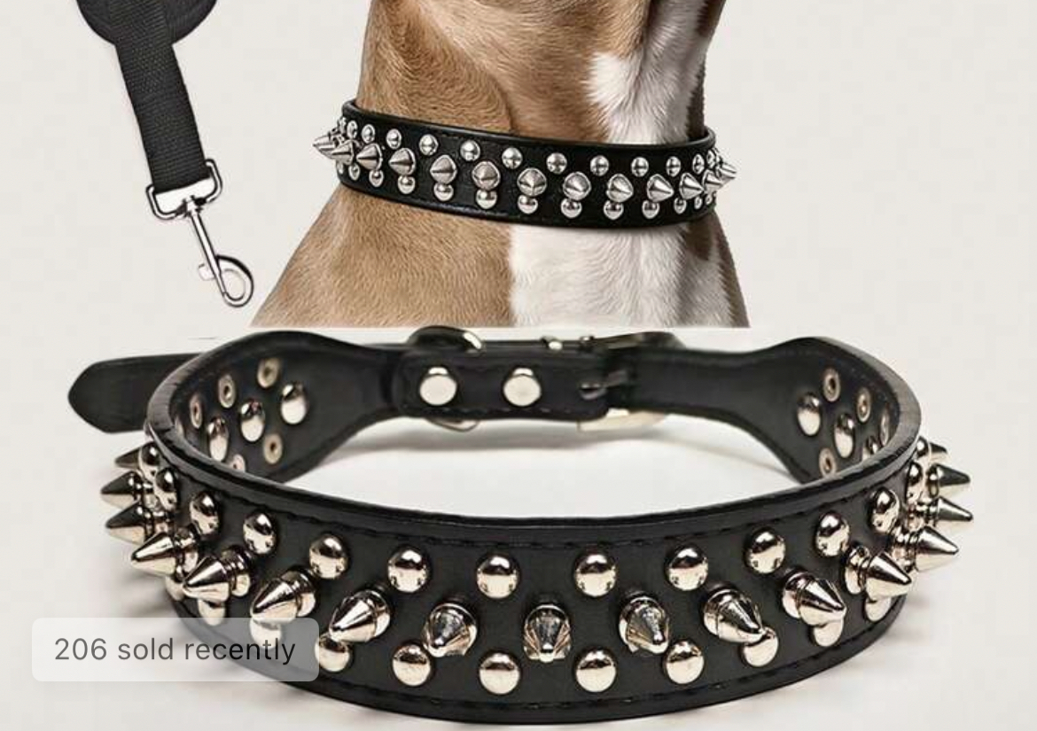 Large Leather Studded/ spiked collar