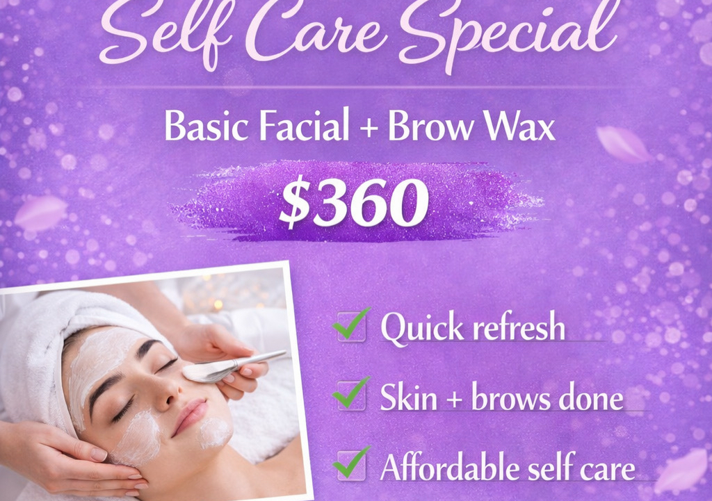 Mini Self Care Special / Basic Facial + Brow Wax