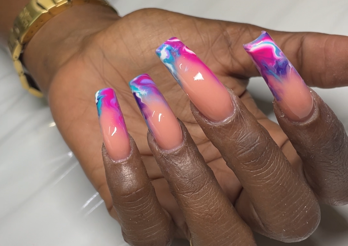 Marble on all fingers 