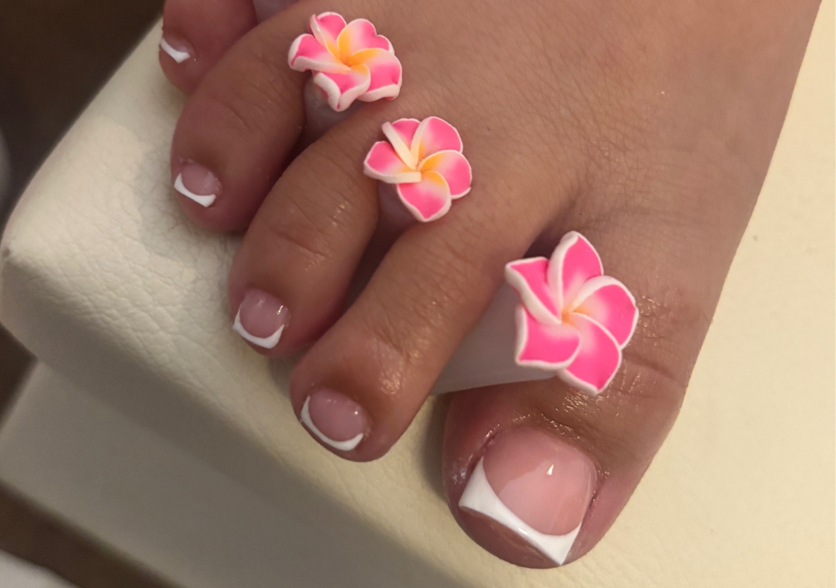 Acrylic big toe with gel french tips
