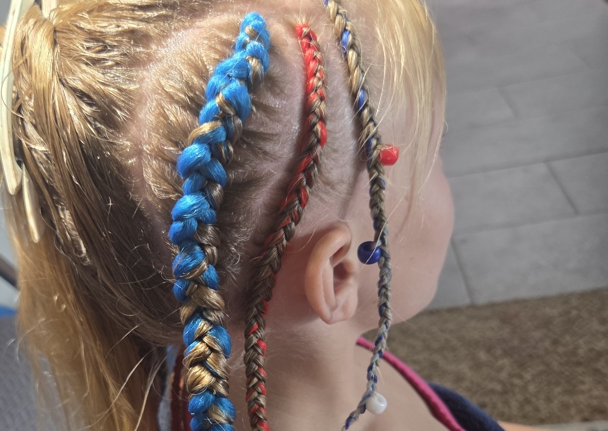 Straight Back braids with added in hair