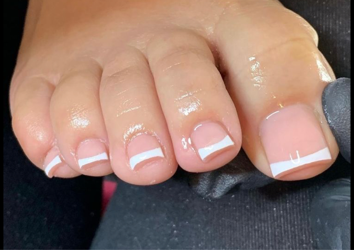 Full set acrylic on toes + french tip 