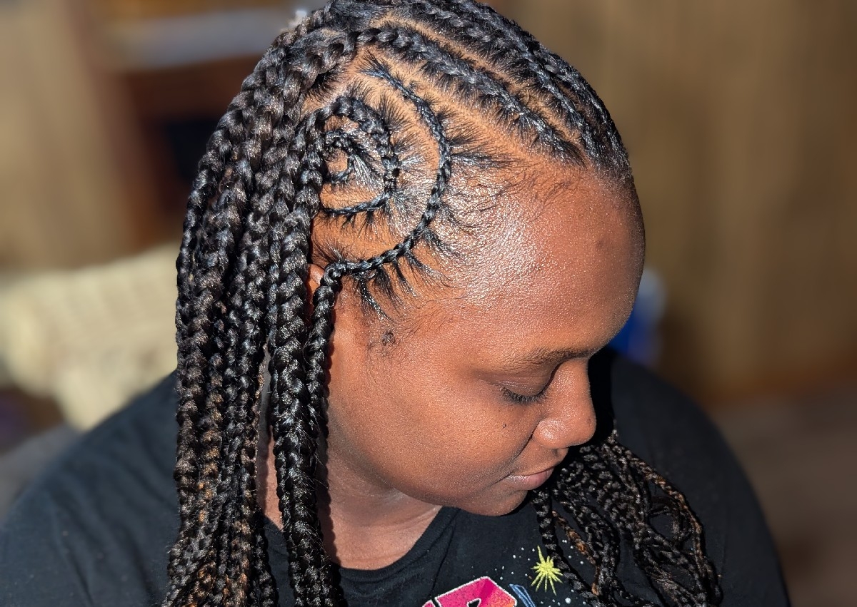 Half up half down braids 