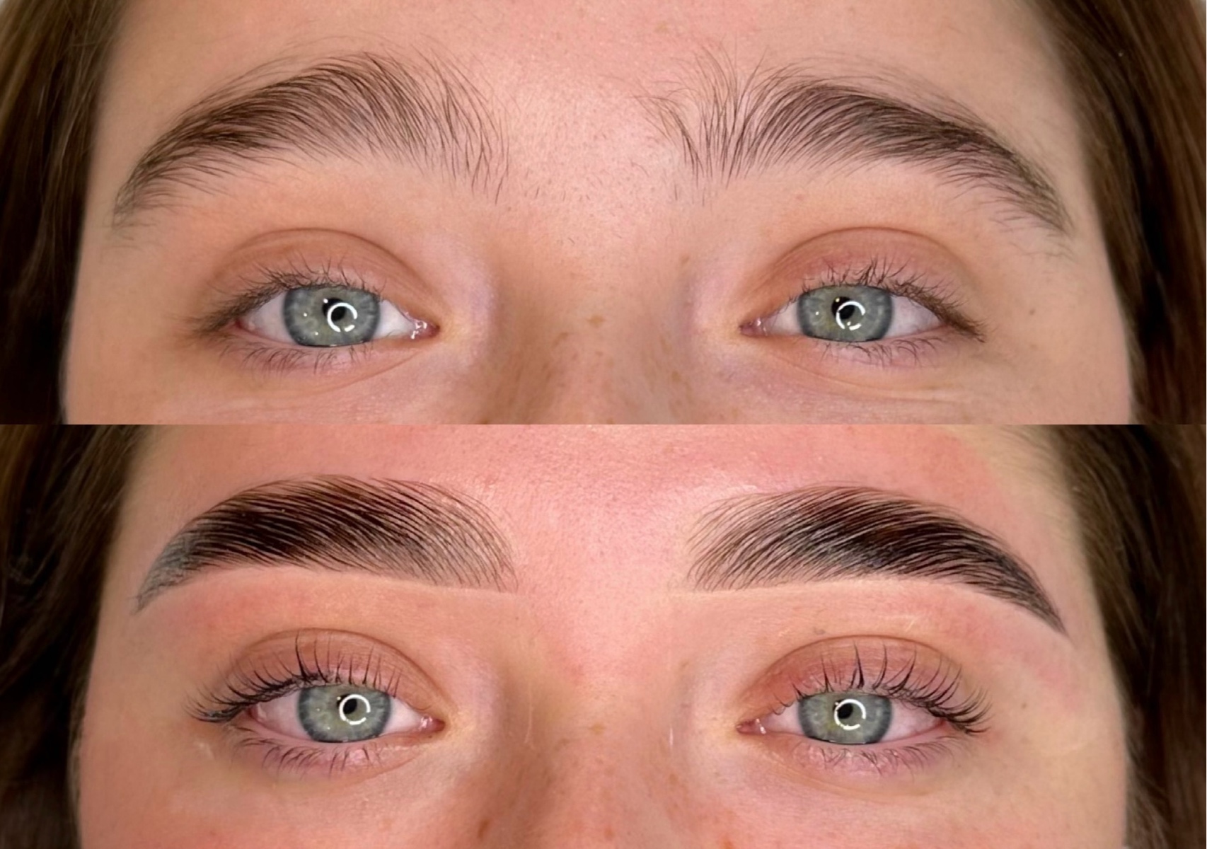 Brow lamination, wax and dye