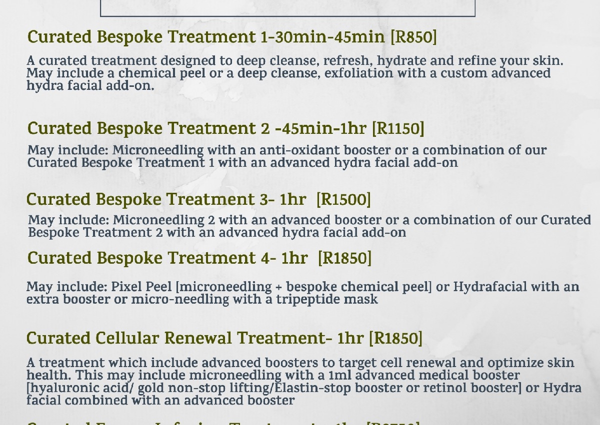 Curated Bespoke Treatment 3- for R1500