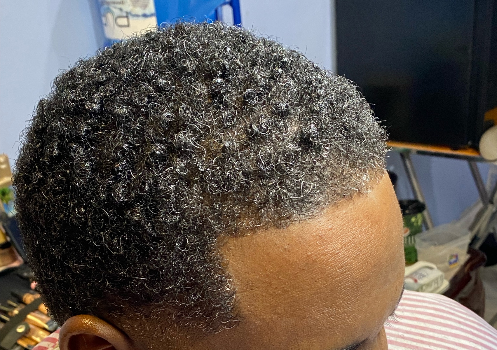 Taper fade with curls