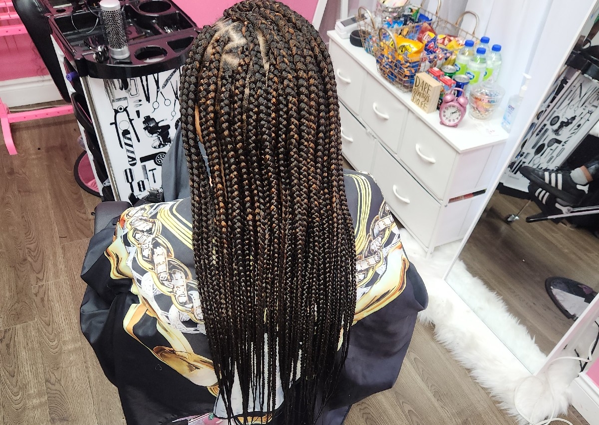Medium Box Braids Waist Length