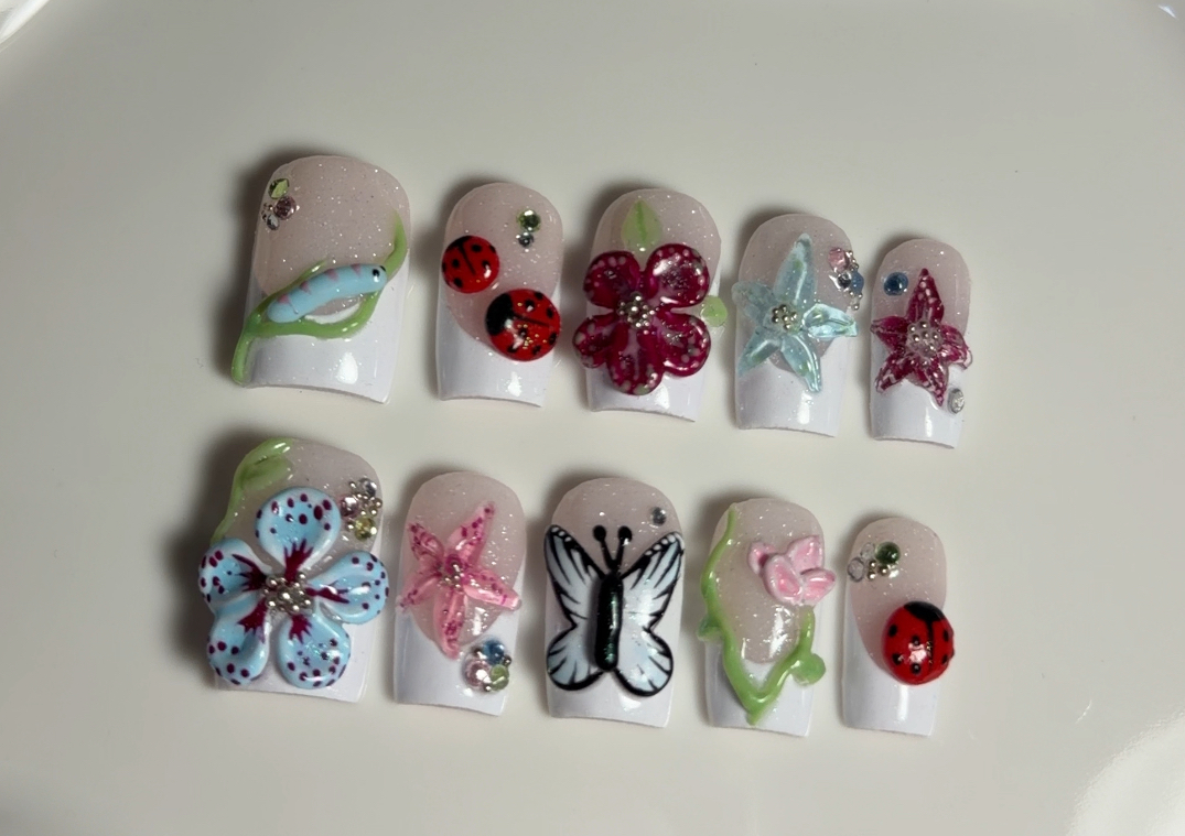 3d flower press ons