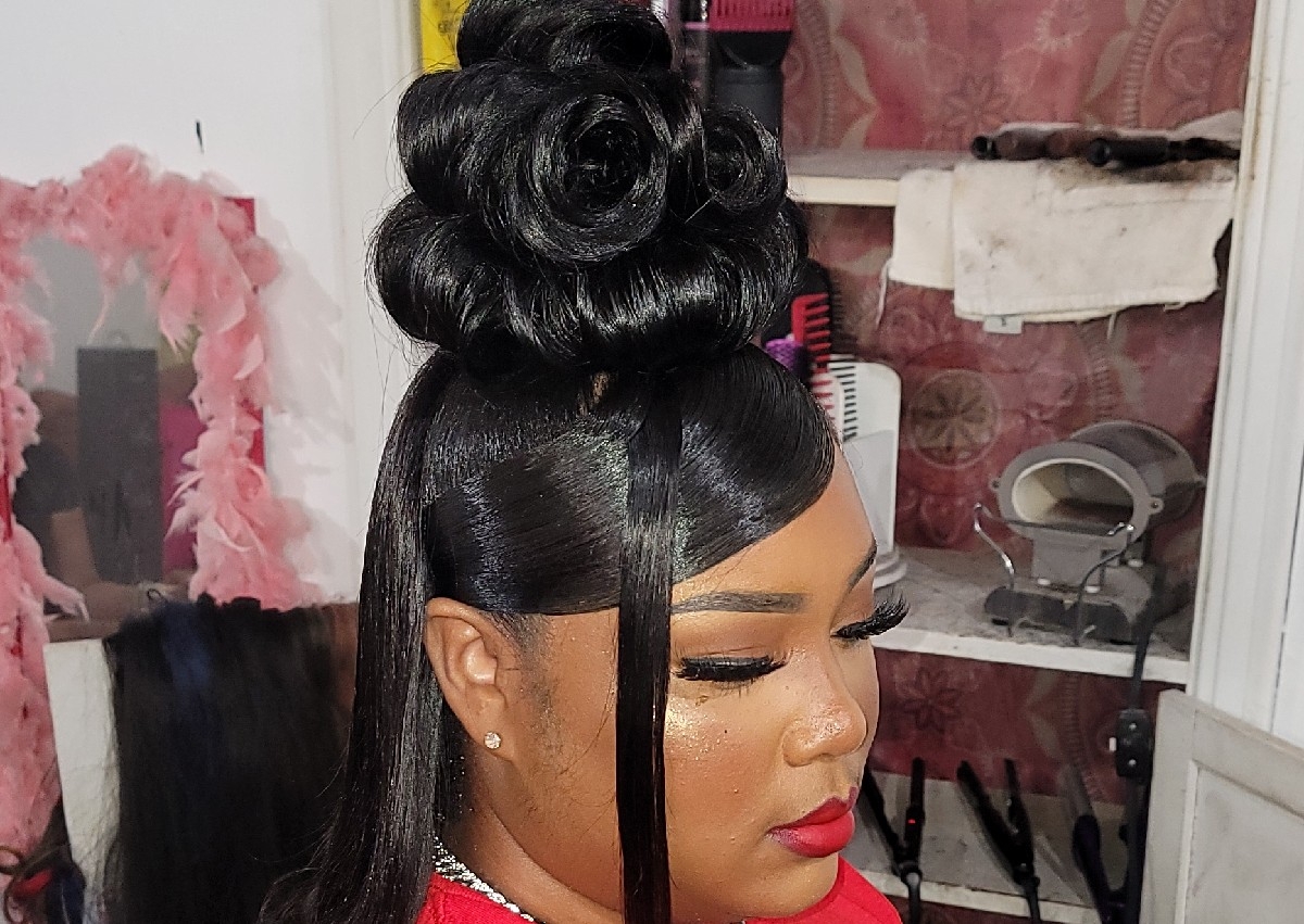 90's pin curl ponytail 