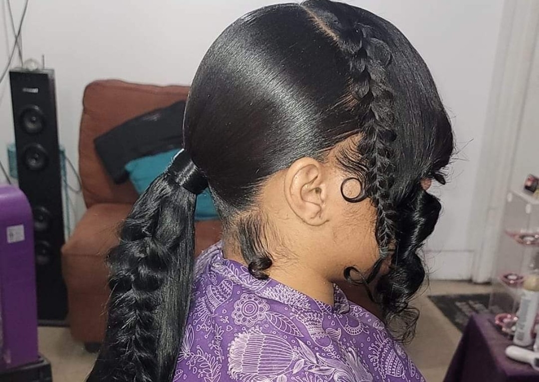 Ponytail/bang with snake briads in both