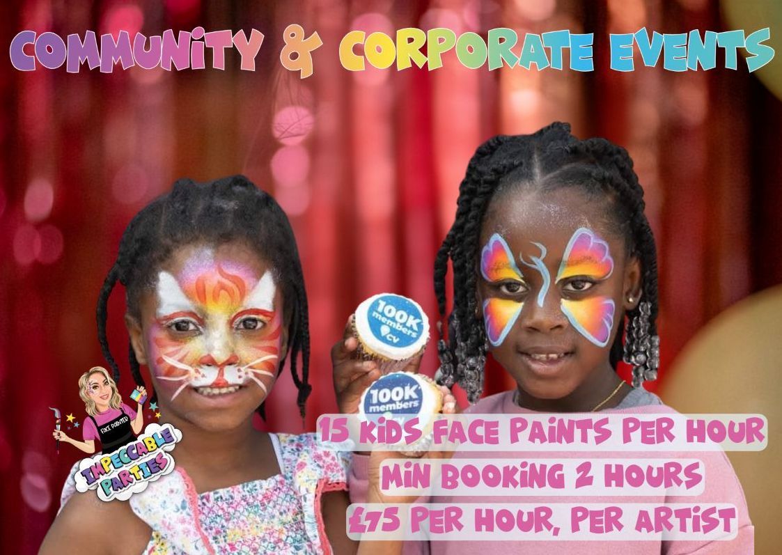 Community & Corporate Events - 15 kids face paints per hour