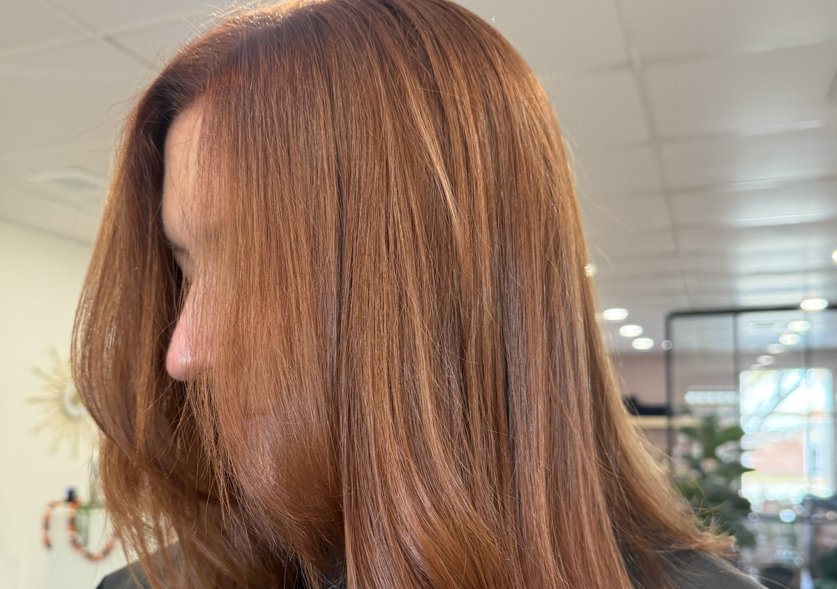Root touch up Glaze/toner and Haircut 
