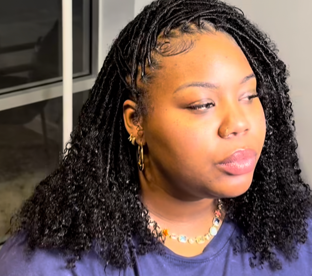 Small Faux Locs with Burmese Curls