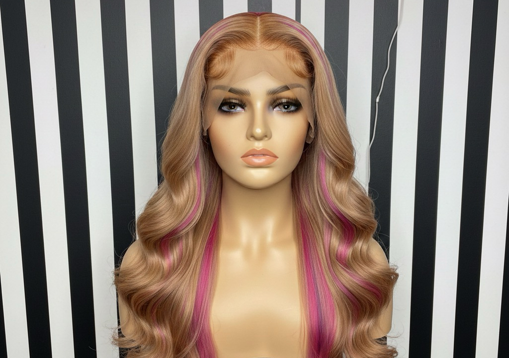 ✨“Strawberry Sorbet Waves” – 13x6 Glueless Lace Frontal Wig✨