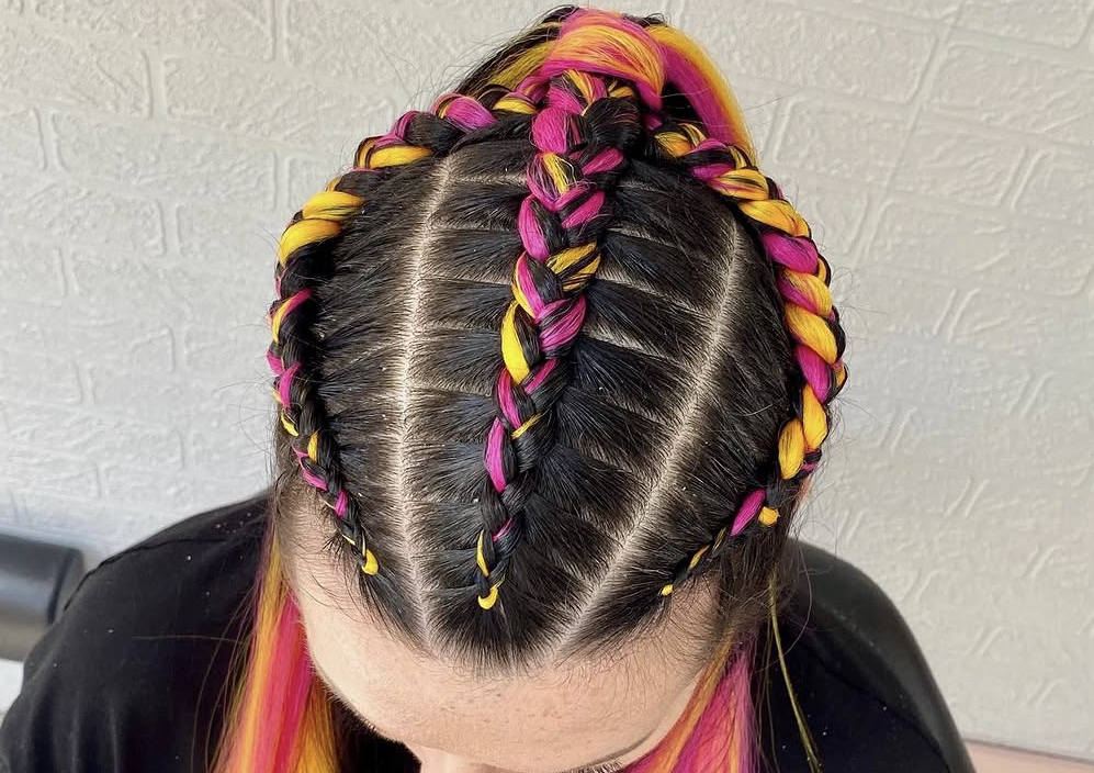 Half Up Triple Dutch With Colour