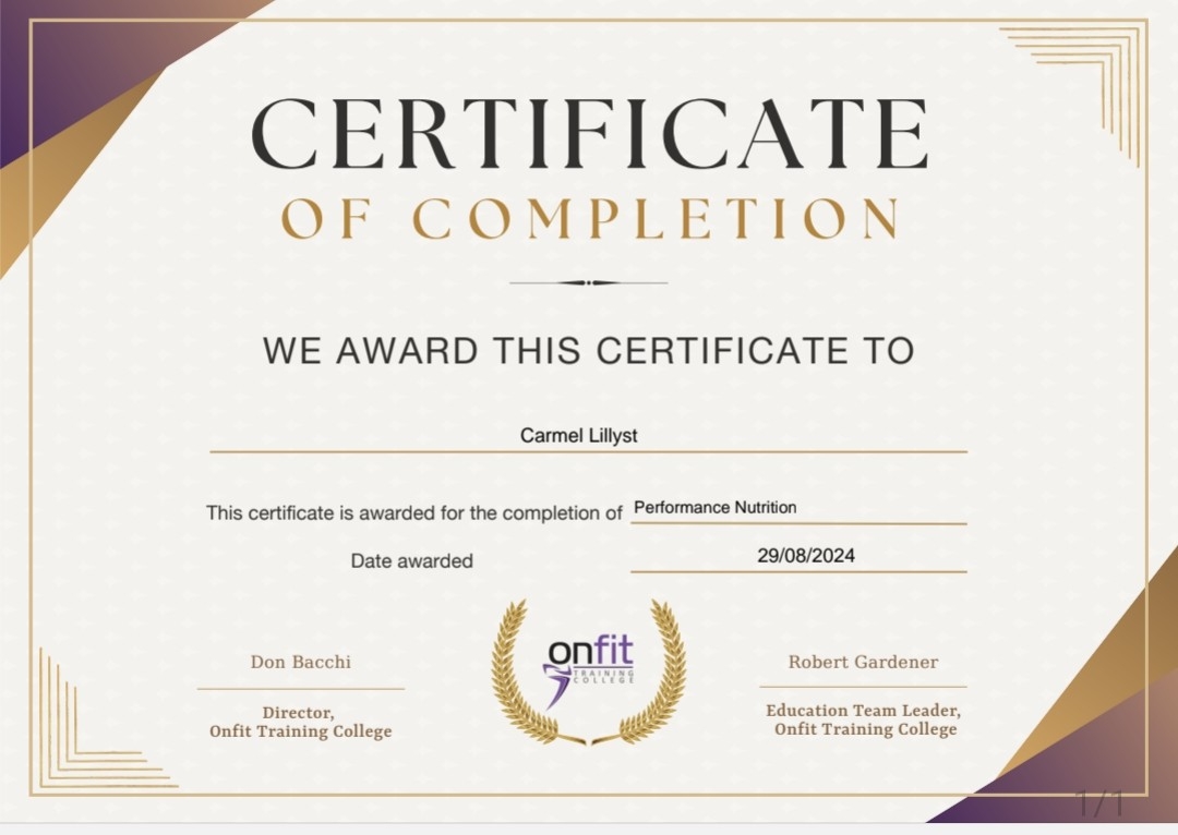  1 off Meal plan/ tailored to your fitness goals done by a certified performance Nutrition consultant 