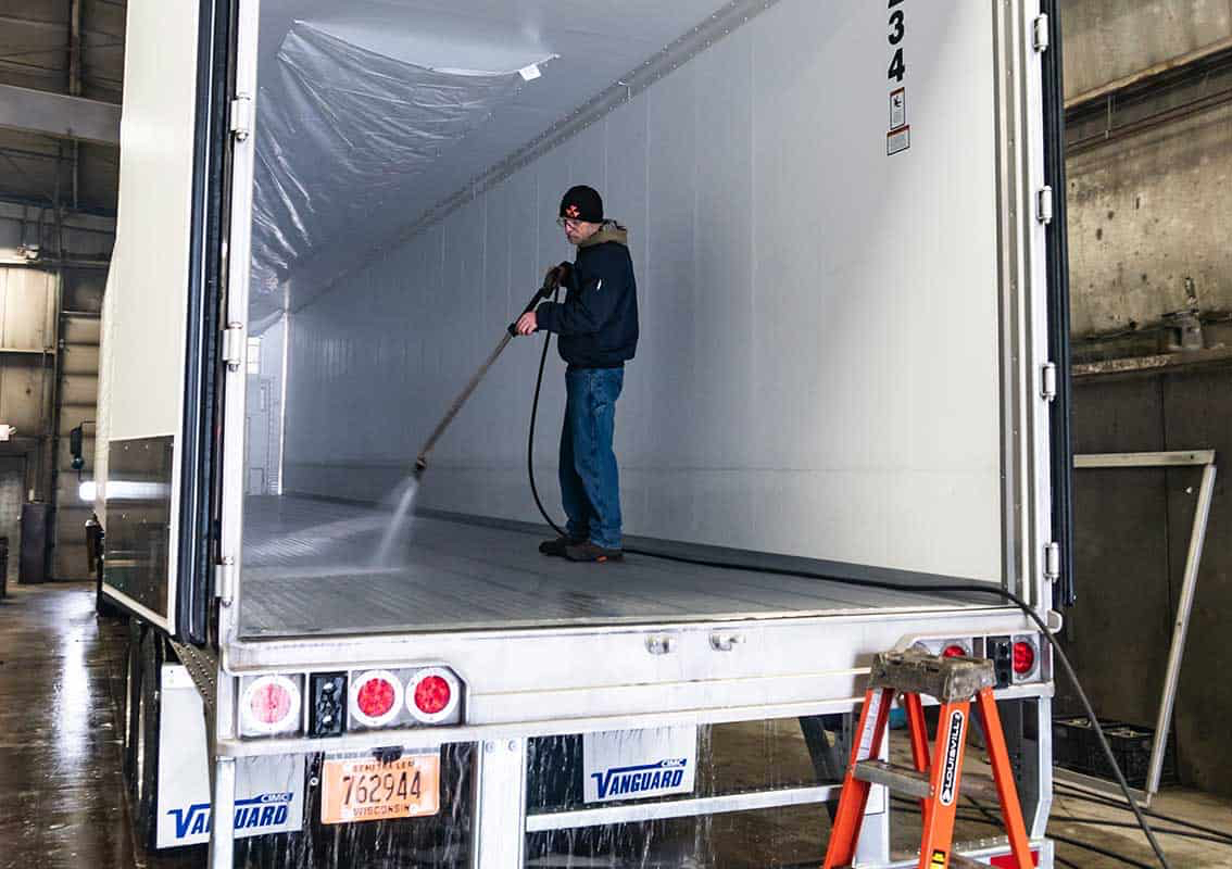 Inside Semi Trailer Wash