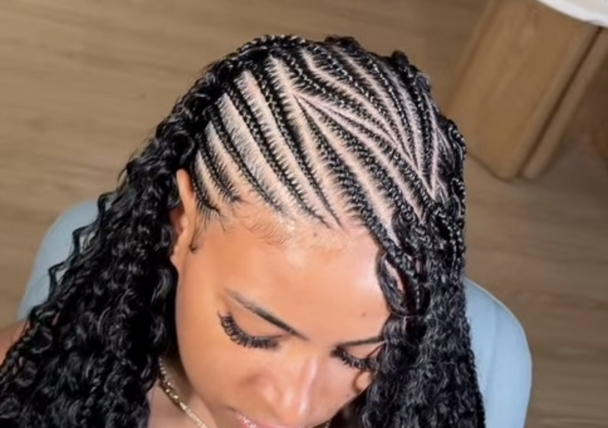 Smedium Fulani braids + Goddess curls Style 3