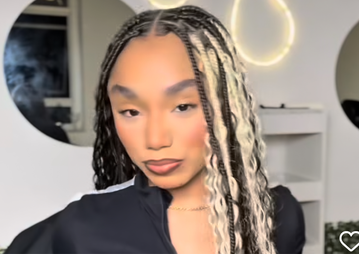 Smedium Knotless braids + Goddess curls style 1 
