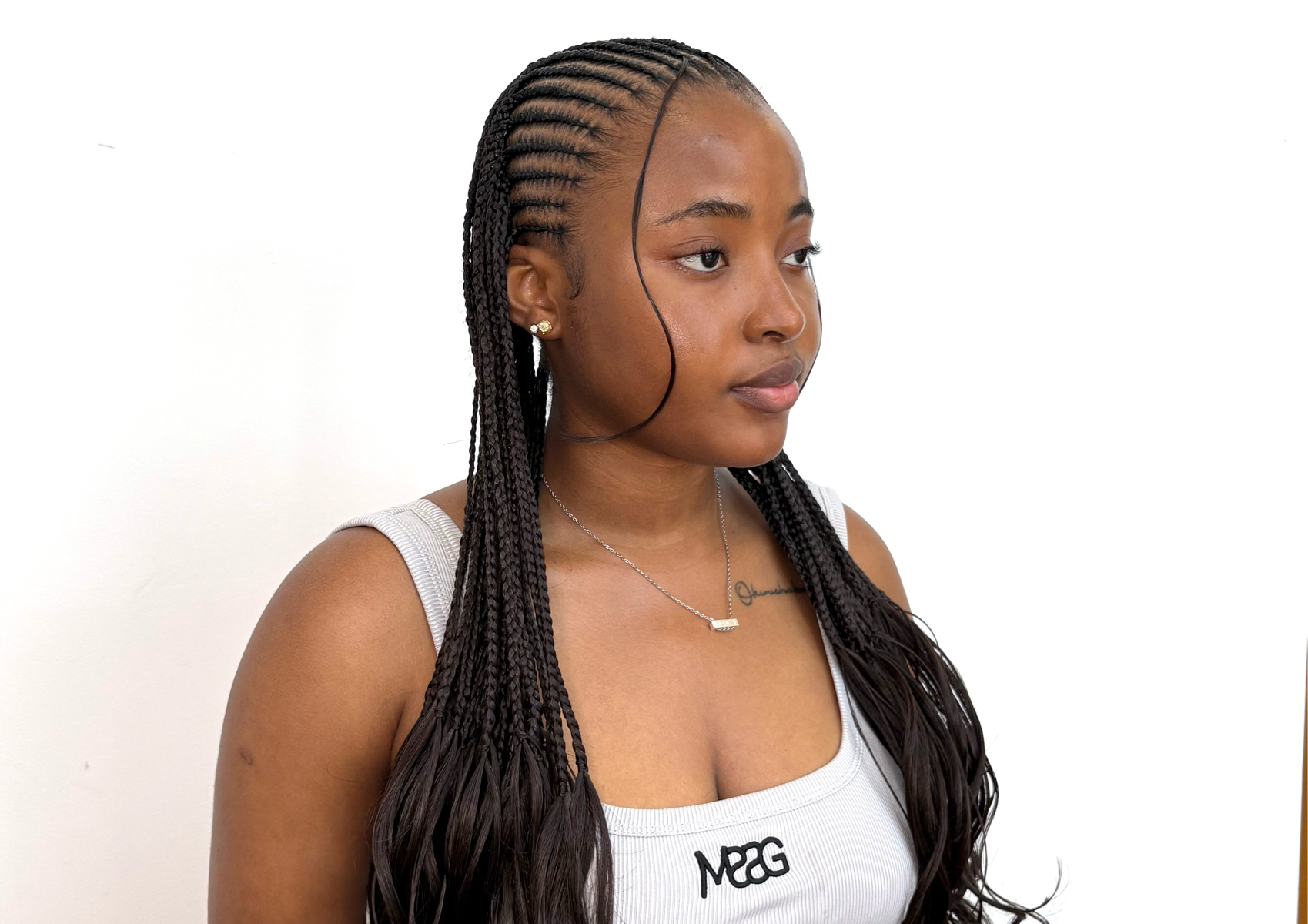 Smedium Fulani French curl braids