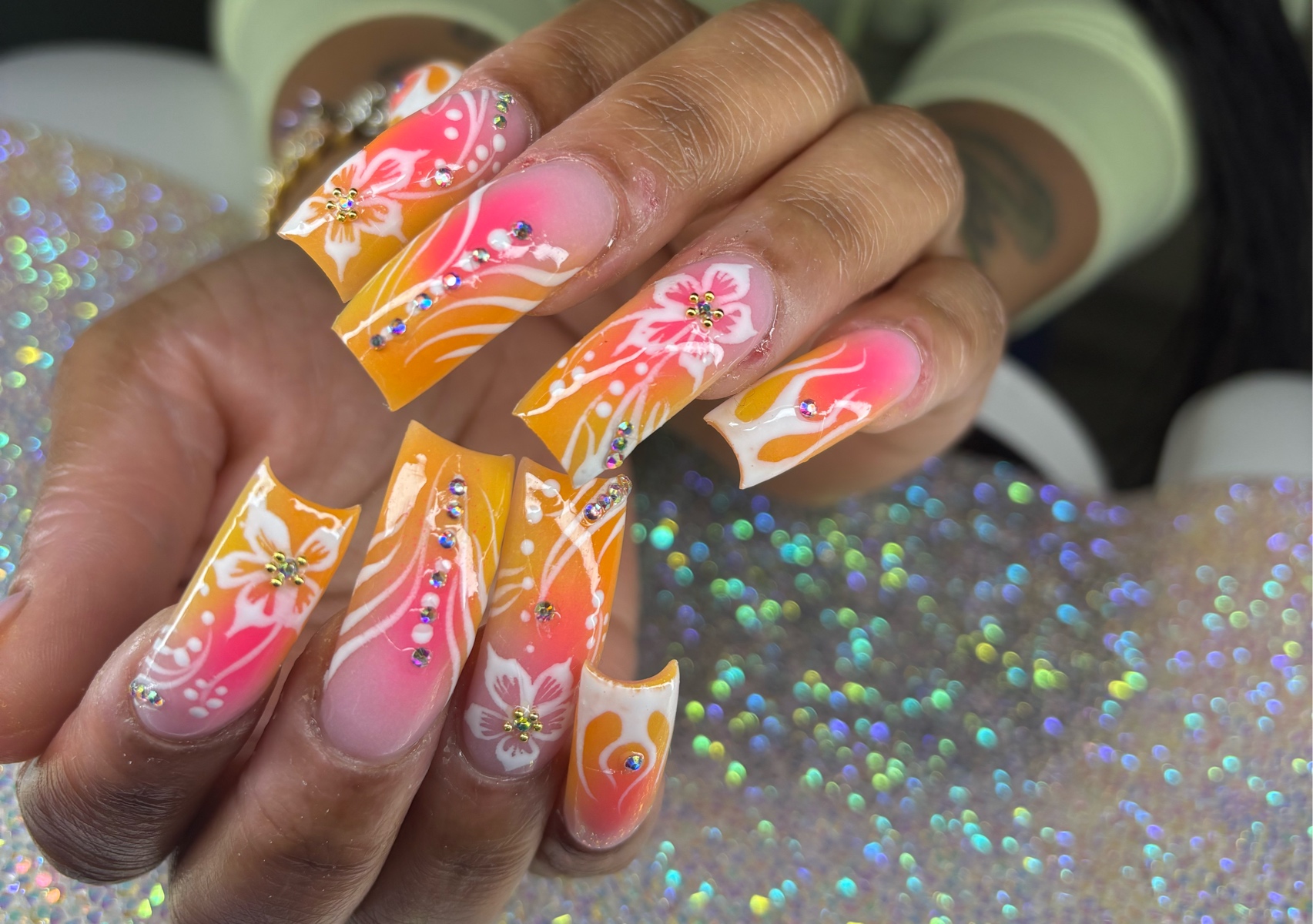 Color acrylic with design 