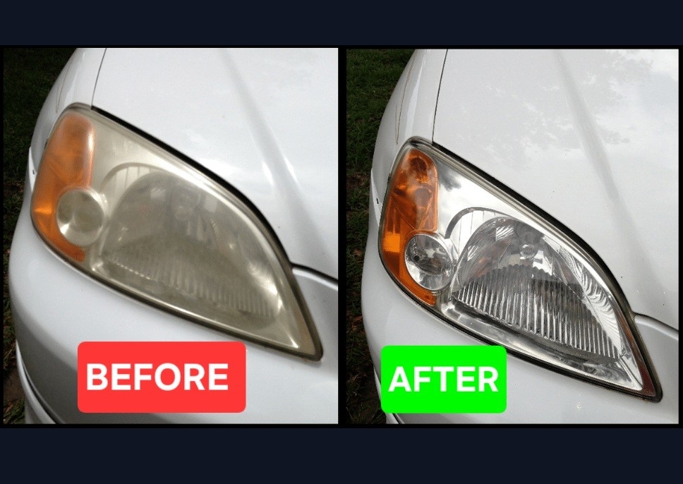 Headlight restoration cleaning