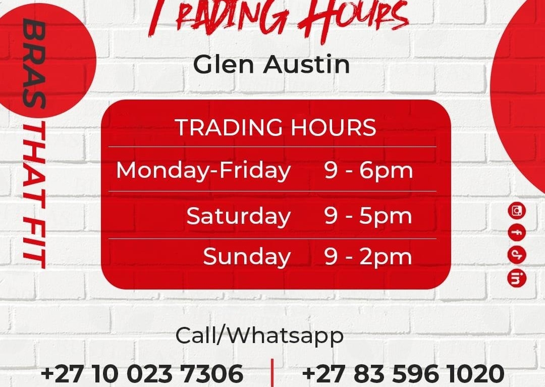 Glen Austin, Midrand(Mon-Sat 9-5pm, Sunday 9-2pm) 