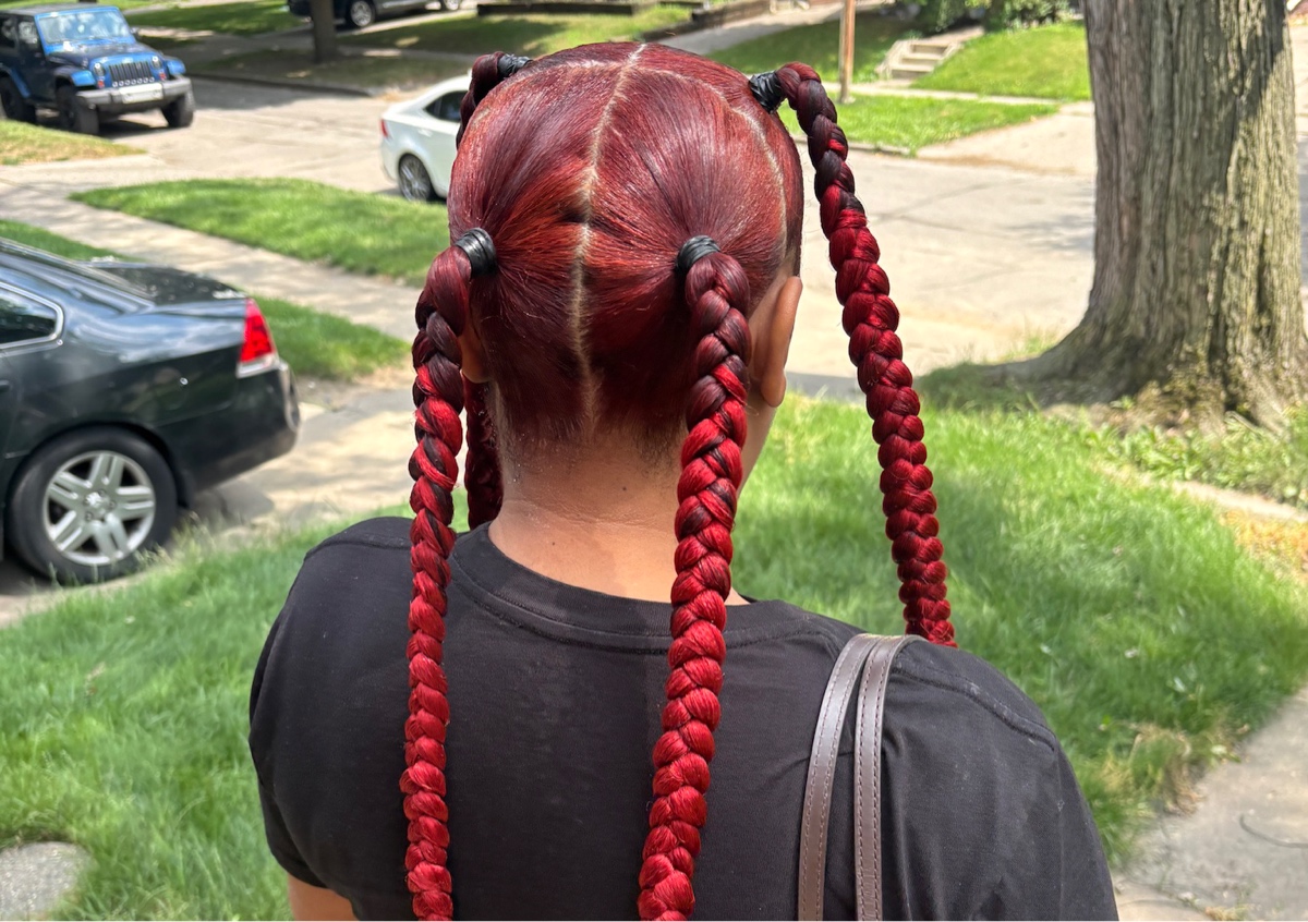 4 braided ponytails