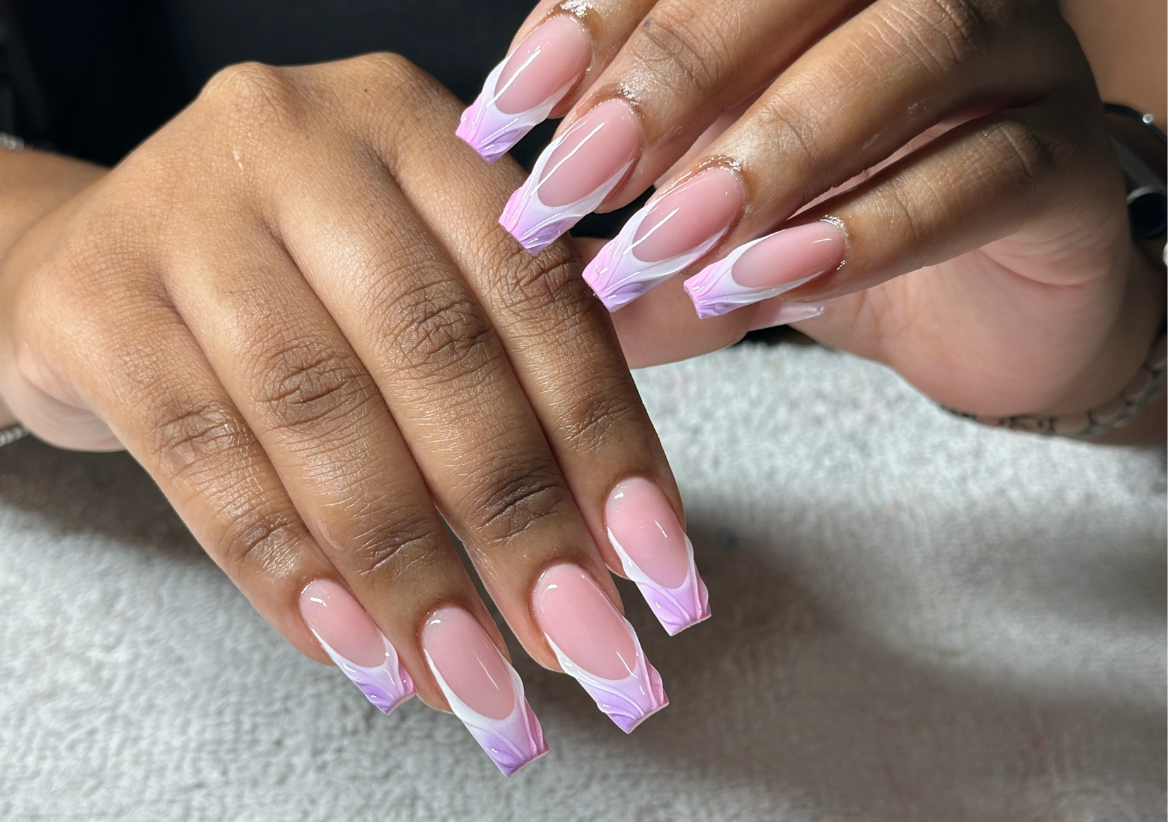 Airbrushed french tips with water mark