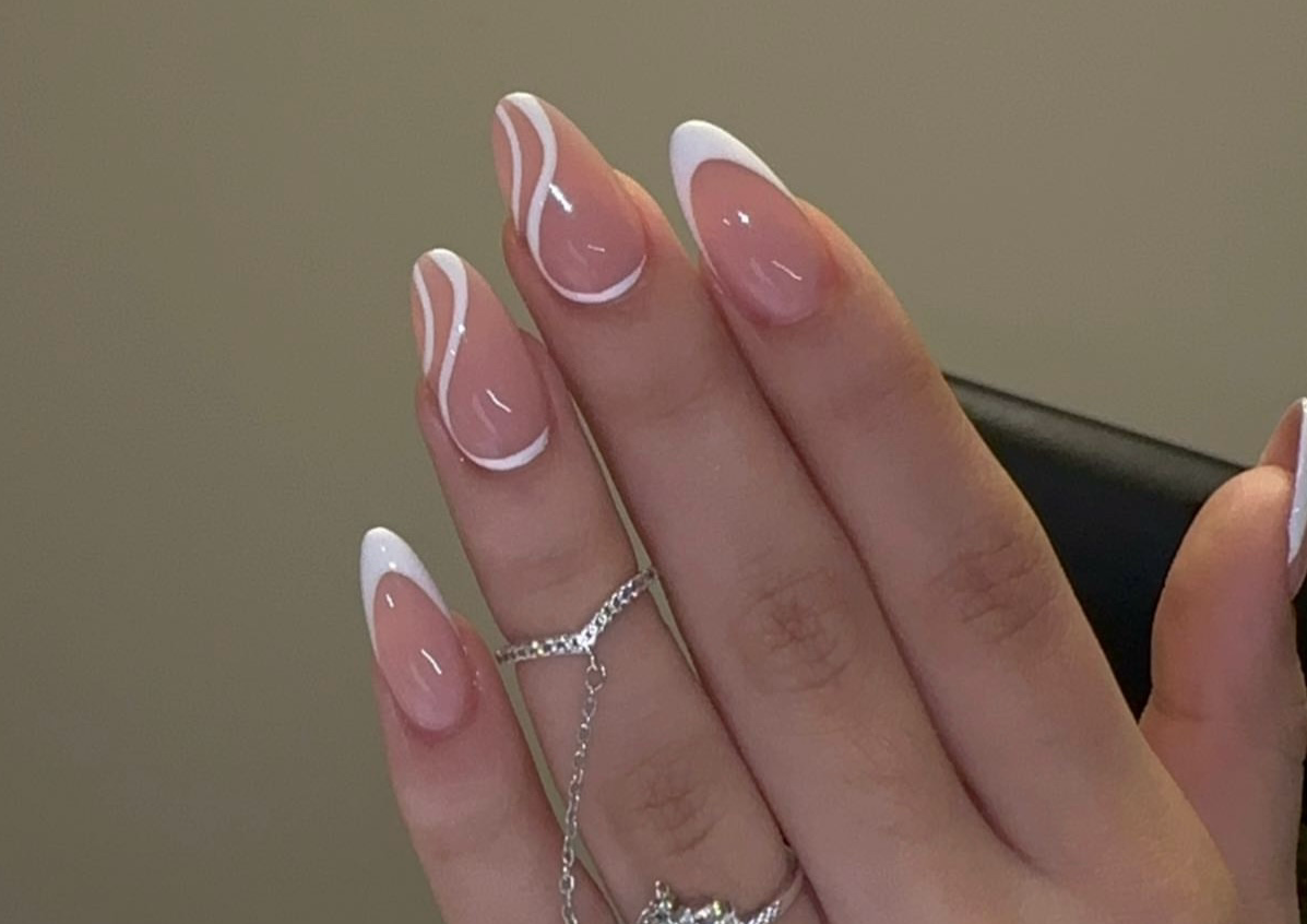 French tips w/ two accent nails 