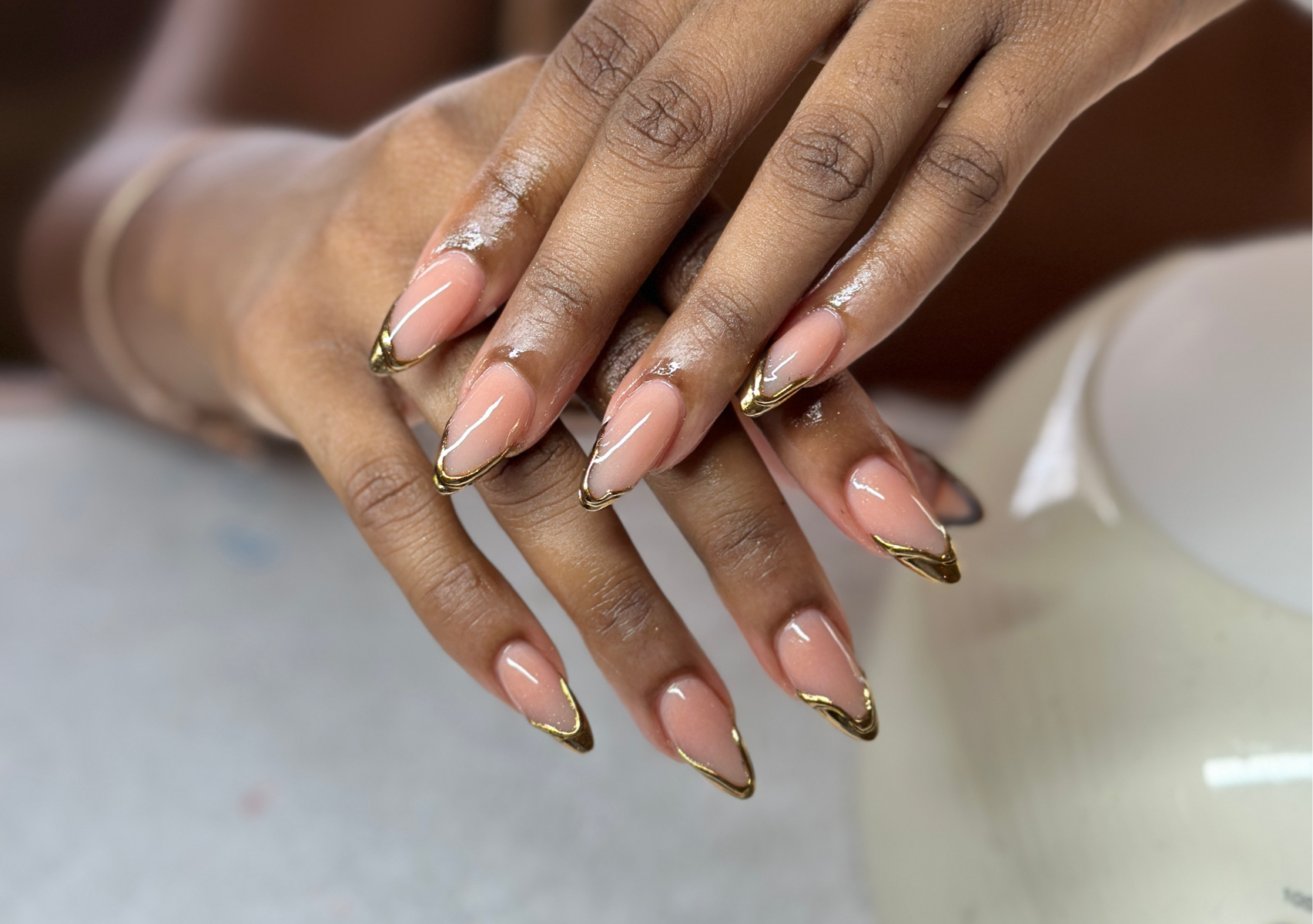 Acrylic w/ chrome 3D french tip like art 