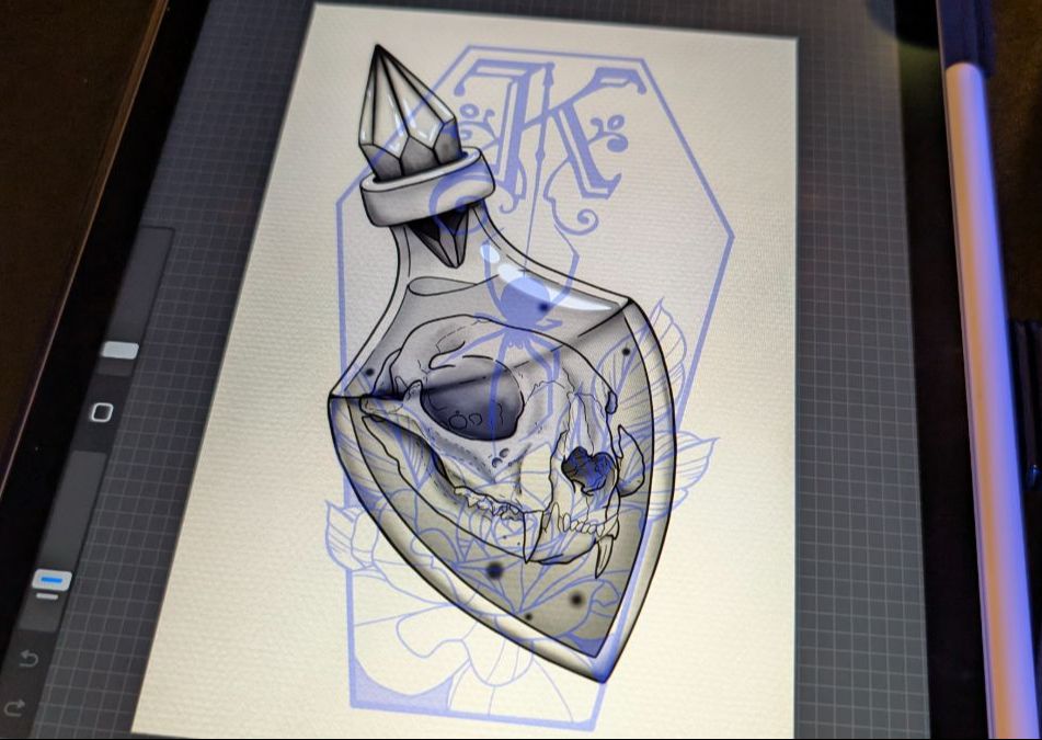 Cat skull potion bottle