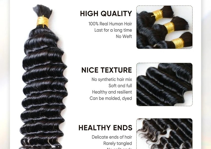 16" Deep wave bulk 
100% humain hair