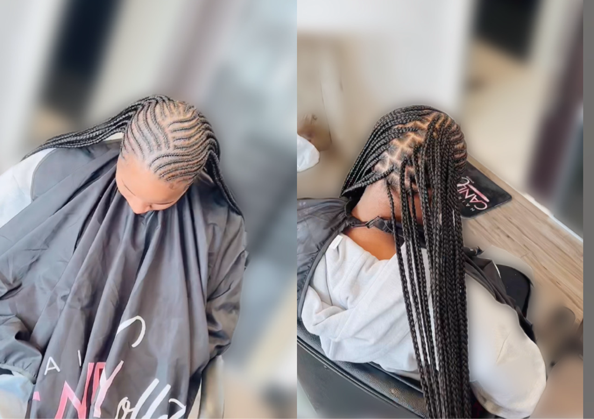 Kids Knotless in back  / Feed Ins in front