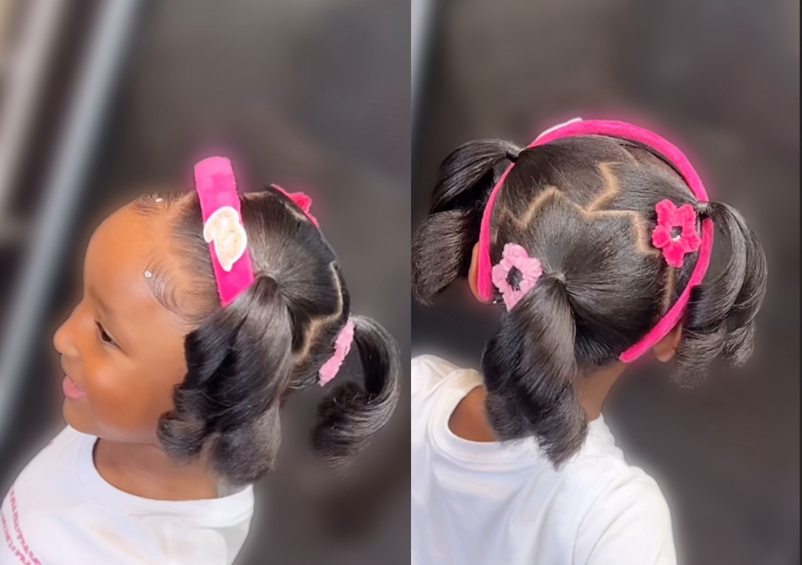 Kids press styles w/ ponytails (own hair)